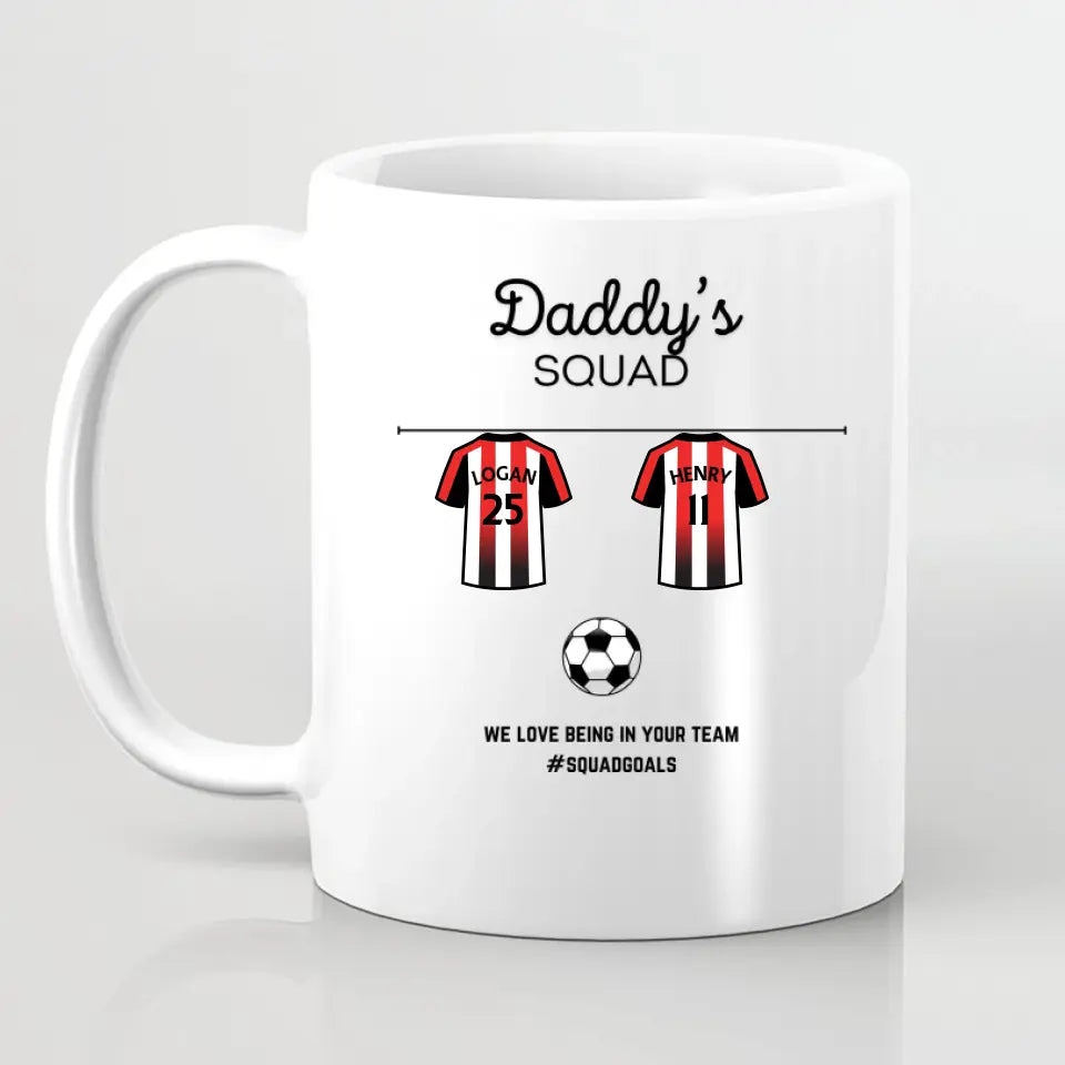 Daddy's Squad Personalised Mug with Custom name and Jersey | Fathers Day gift