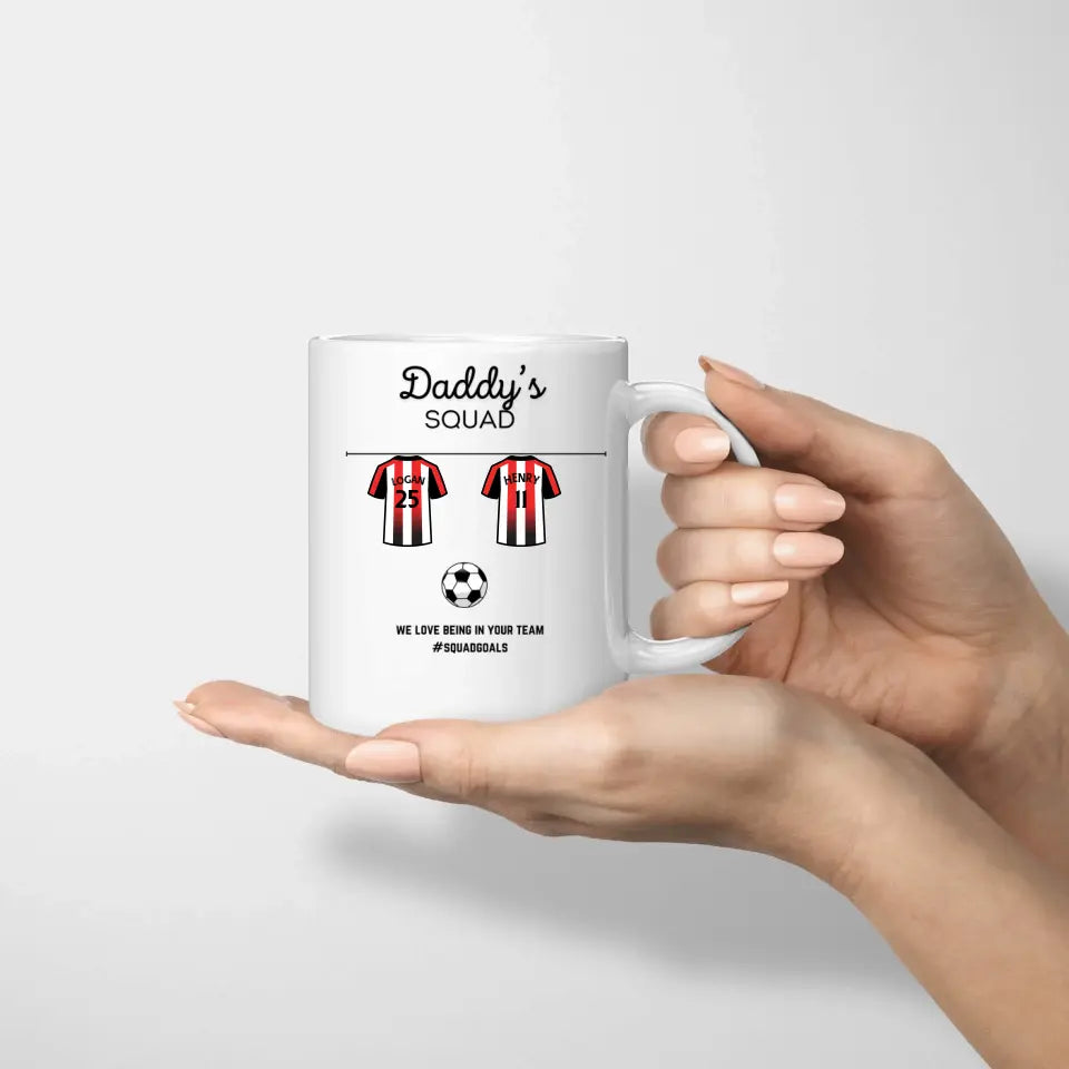 Daddy's Squad Personalised Mug with Custom name and Jersey | Fathers Day gift